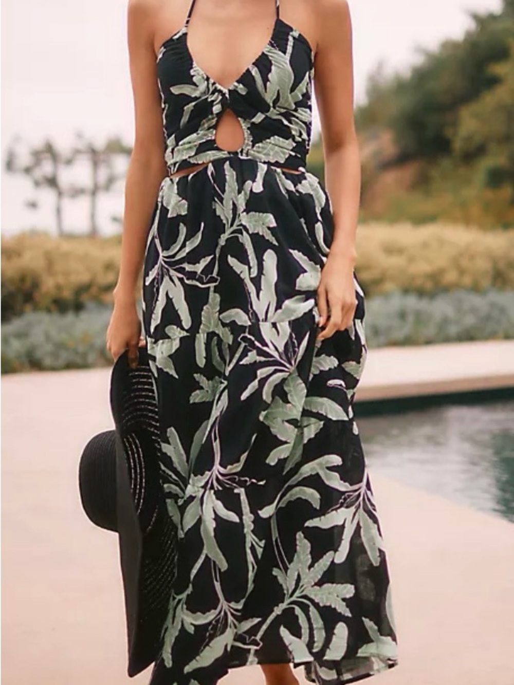 Seafolly Black & Green Tropical Cutout Maxi Dress - Women